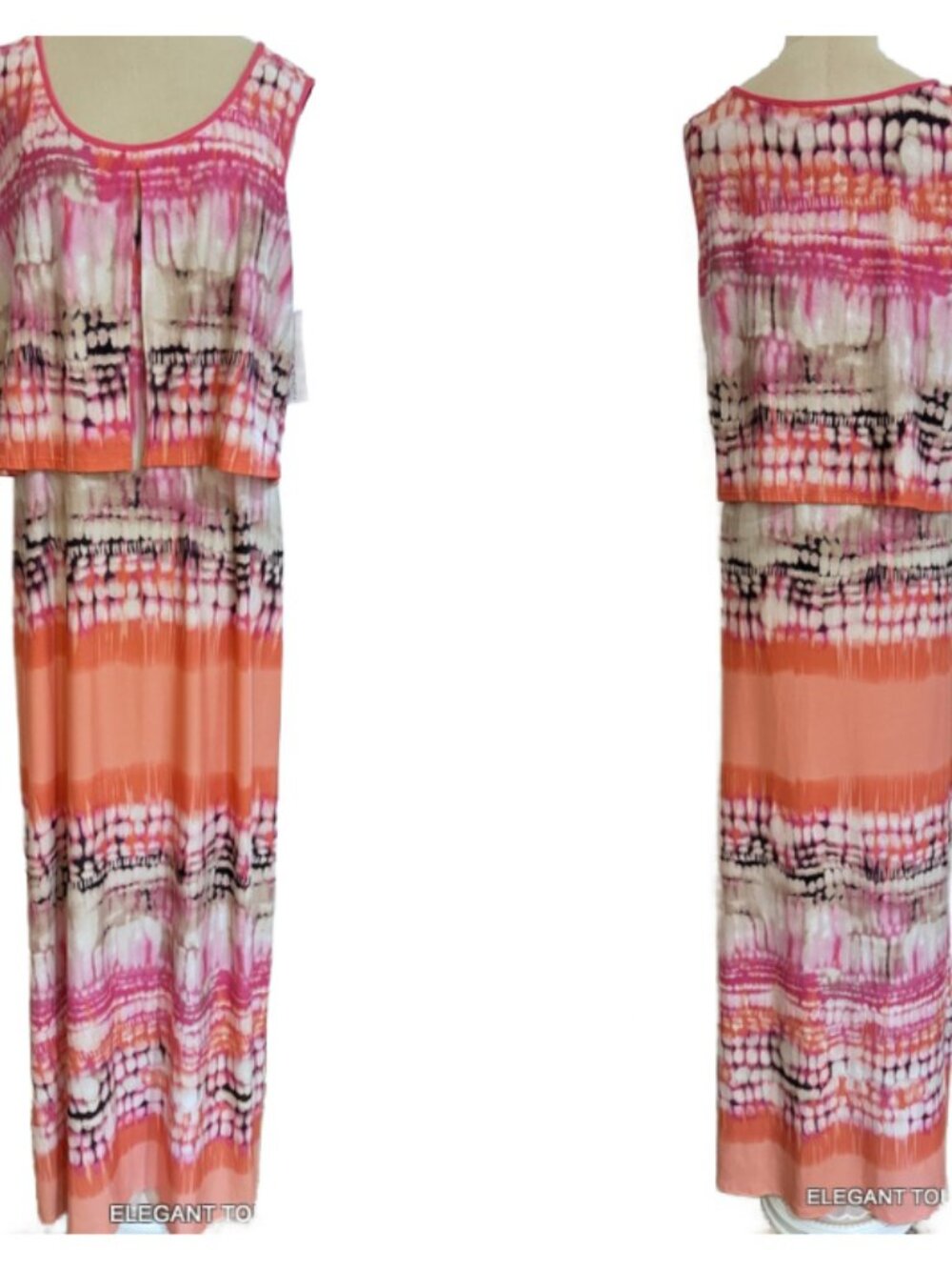 Notations Womens Y2K Relaxed Maxi Dress L Boho Colorful Abstract Stretch NEW
